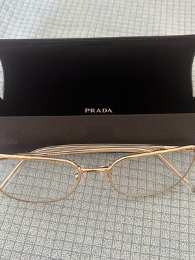 Prada Eyeglasses Frames Black Hard Case Metallic Gold Made in Italy VPR59Y 53 17